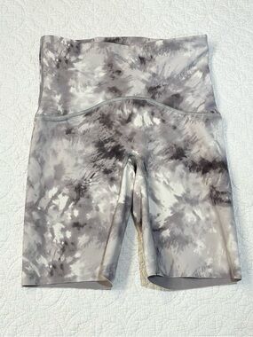 Spanx Booty Boost Active 7" Bike Shorts Small Grey White Tie Dye High Rise